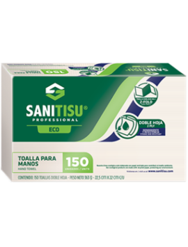 A00375 - TOALLA DE MANO INTERDOBLADA EN Z BLANCA REF. 530222503 PQ X 150 SANITISU