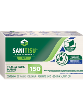 A01077 - TOALLA DE MANO INTERDOBLADA EN V NATURAL REF. 530222509 PQ X 150 SANITISU