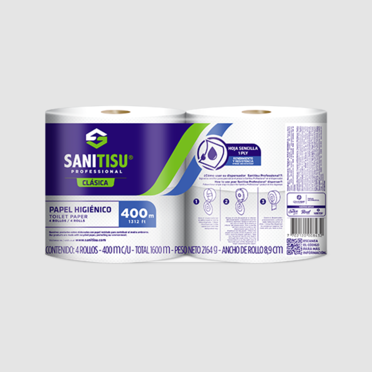 PAPEL HIGIENICO HS 400 MT BLANCO SANITISU