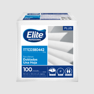 SERVILLETA DOBLADA HS 30 X 30 CM BLANCA REF. 380442 PQ X 100 ELITE
