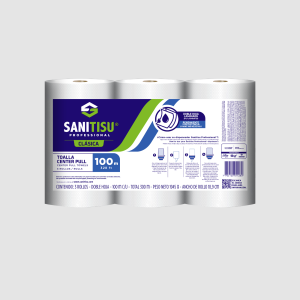 TOALLA DE MANO ROLLO DH 100 MT CENTERPULL BLANCA SANITISU