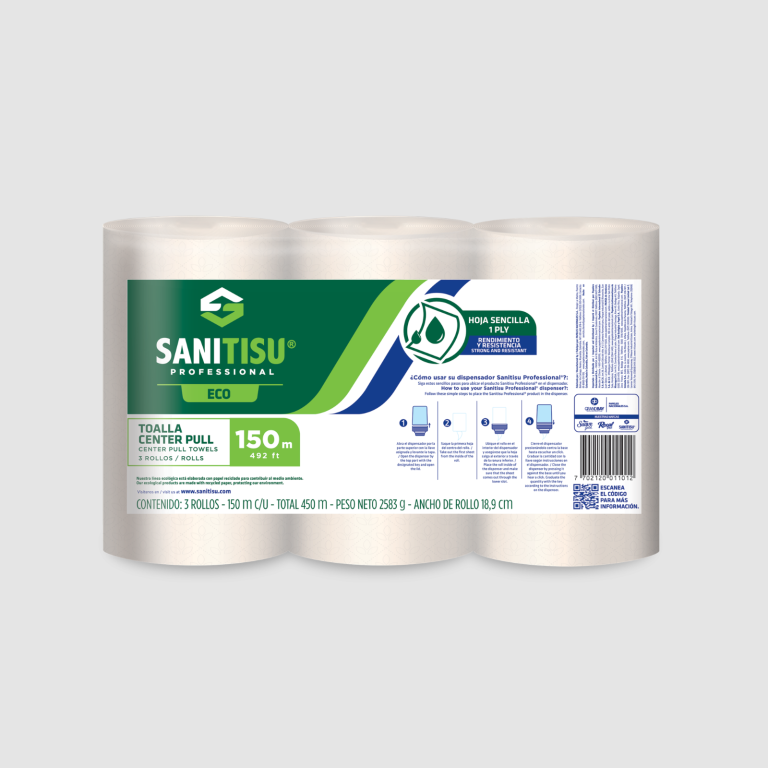 TOALLA DE MANO ROLLO DH 150 MT NATURAL SANITISU
