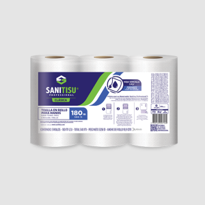TOALLA DE MANO ROLLO HS 180 MT BLANCA SANITISU