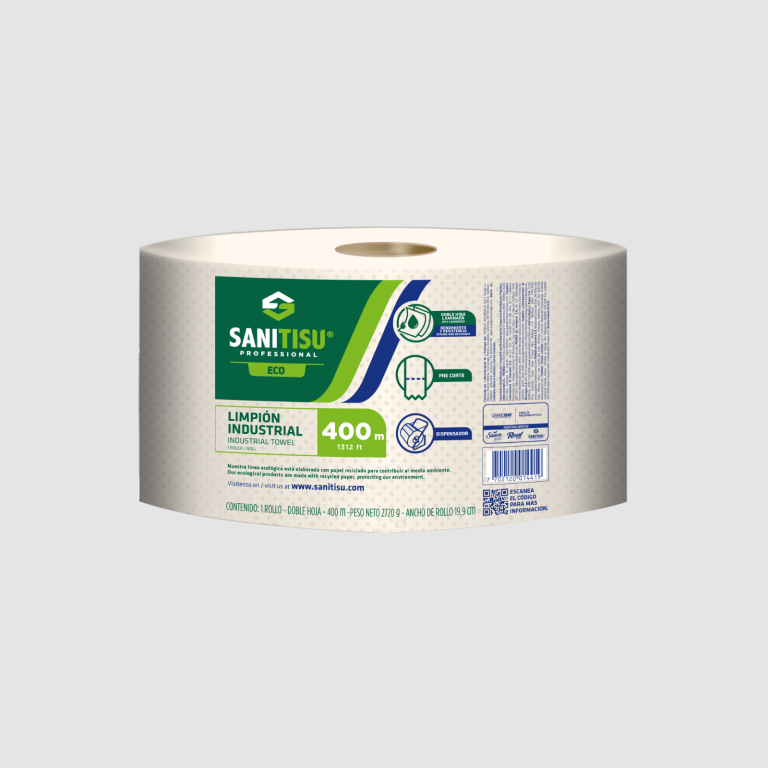 TOALLA LIMPION INDUSTRIAL ROLLO DH 400 MT NATURAL SANITISU