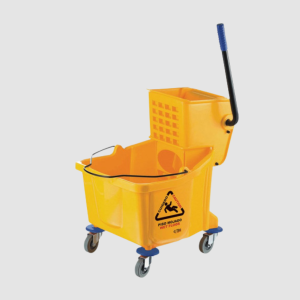 BALDE CON ESCURRIDOR Y RUEDAS 20 LT AMARILLO TC