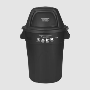 CONTENEDOR REDONDO CON TAPA CÚPULA 121 LT NEGRO NO APROVECHABLES ESTRA