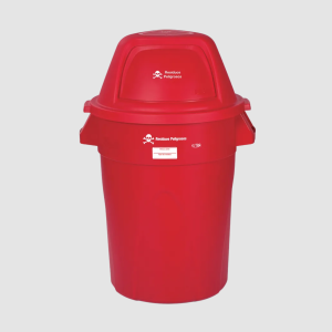 CONTENEDOR REDONDO CON TAPA CÚPULA 121 LT ROJO RIESGO BIOLOGICO ESTRA