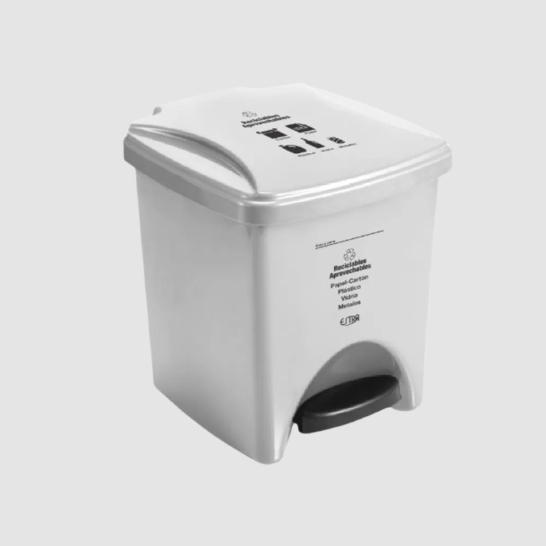 PAPELERA PEDAL 20 LT BLANCO RECICLABLE APROVECHABLE ESTRA