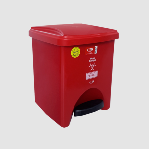 PAPELERA PEDAL 20 LT ROJO RIESGO BIOLOGICO ESTRA