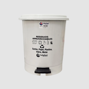 PAPELERA PEDAL REDONDA 25 LT BLANCA REF. 102 COLPLAST