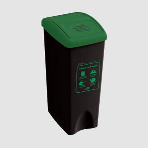 PAPELERA VAIVEN PLANA 53 LT NEGRA TAPA VERDE ESTRA