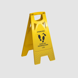 SEÑAL DE PREVENCIÓN AMARILLO DESINFECCIÓN ESTRA