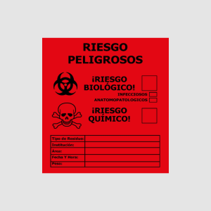 BOLSA DE BASURA ESPECIAL RIESGO QUÍMICO 55 X 60 CM ROJA PQ X 6