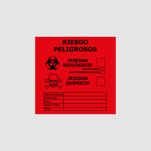 BOLSA DE BASURA PAPELERA RIESGO QUÍMICO 40 X 55 CM ROJA PQ X 6