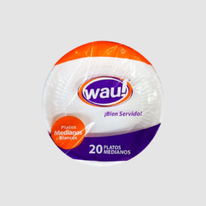PLATO PLÁSTICO MEDIANO BLANCO PQ X 20 WAU