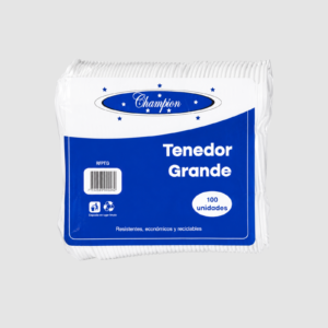 TENEDOR GRANDE PLÁSTICO BLANCO PQ X 100 CHAMPION