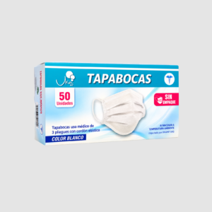 TAPABOCA TRIPLE CAPA BLANCO SIN EMPAQUE CJ X 50 UKA