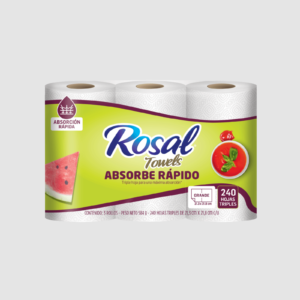 TOALLA MULTIUSOS ROLLO TH X 240H 21.3 X 21.8 CM PQ X 3 ROSAL