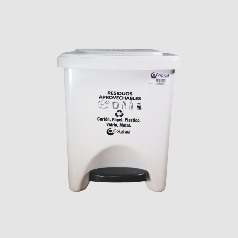 PAPELERA PEDAL CUADRADA 22 LT BLANCA COLPLAST (1)