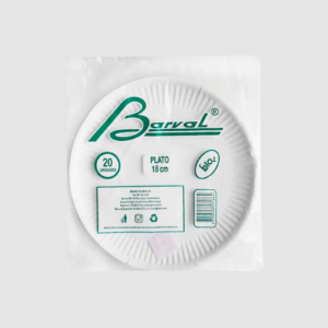 PLATO CARTÓN BIODEGRADABLE 18 CM BLANCO PQ X 20 BARVAL