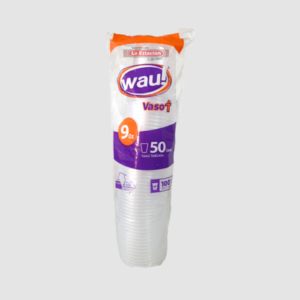 VASO PLÁSTICO 9 OZ TRASLUCIDO REF. 41044 PQ X 50 WAU