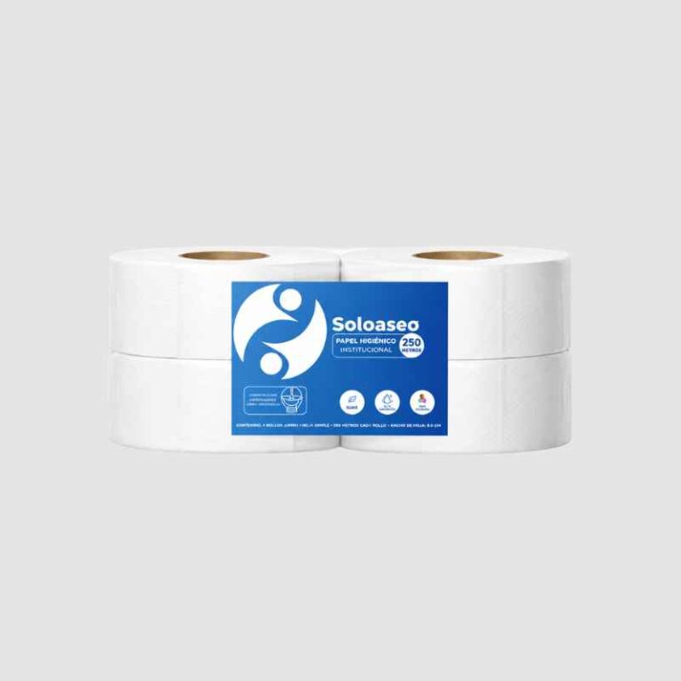 PAPEL HIGIÉNICO JUMBO DH 250 MT BLANCO PQ X4 SOLOASEO