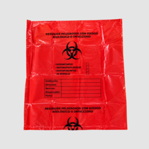 BOLSA DE BASURA ESPECIAL MARCADA RIESGO BIOLÓGICO INFECCIOSO 55 X 60 CM ROJA PQ X 6