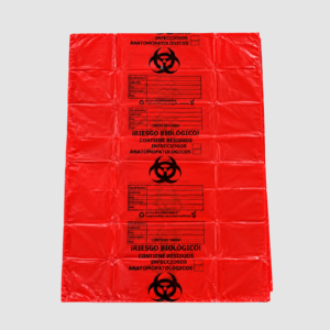 BOLSA DE BASURA JUMBO MARCADA RIESGO BIOLÓGICO 80 X 110 CM ROJA PQ X 6