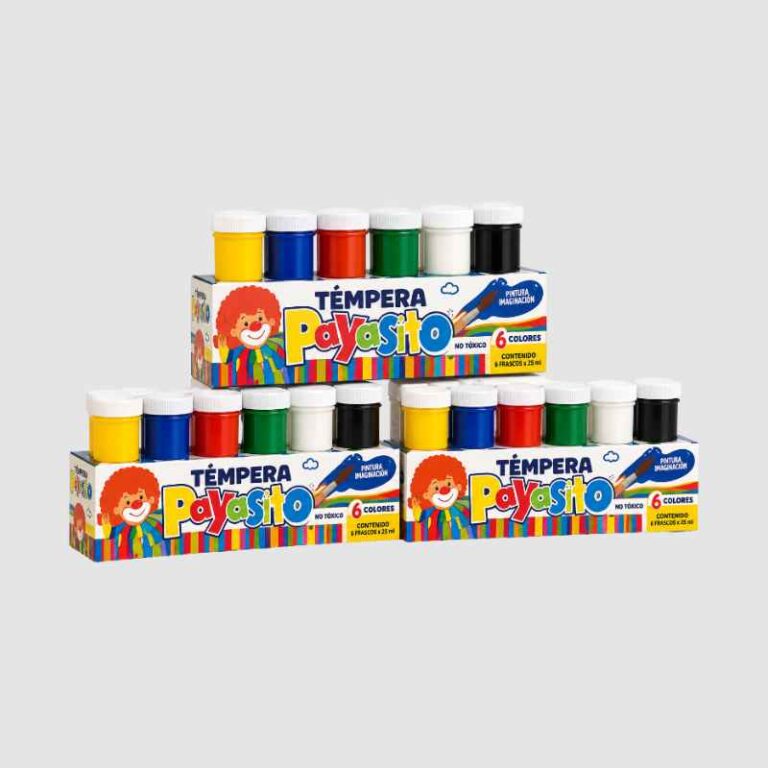 PACK X 3 TEMPERA PEQUEÑA CAJA X 6 PAYASITO