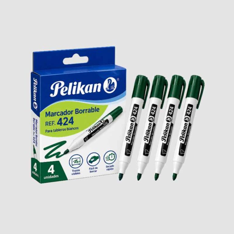 PACK X 4 MARCADOR BORRABLE VERDE REF. 424 PELIKAN