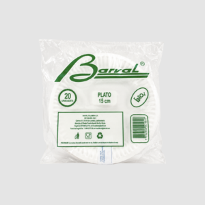 PLATO CARTÓN BIODEGRADABLE 15 CM BLANCO PQ X 20 BARVAL